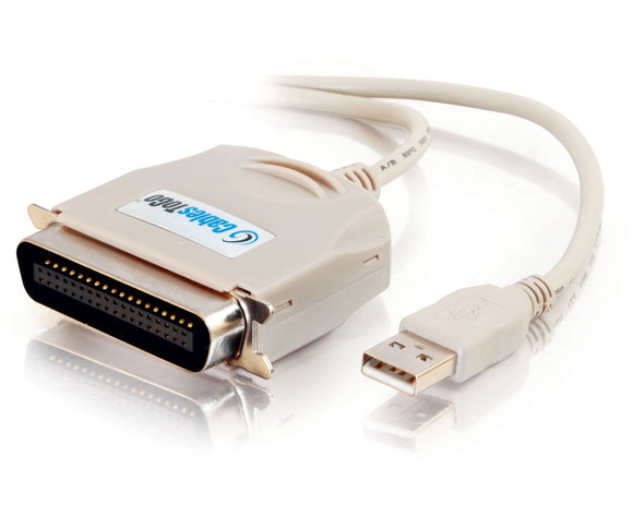 C2G 16898 USB to Centronics 36 (C36) Parallel Printer Adapter Cable, Beige (6 Feet, 1.82 Meters)
