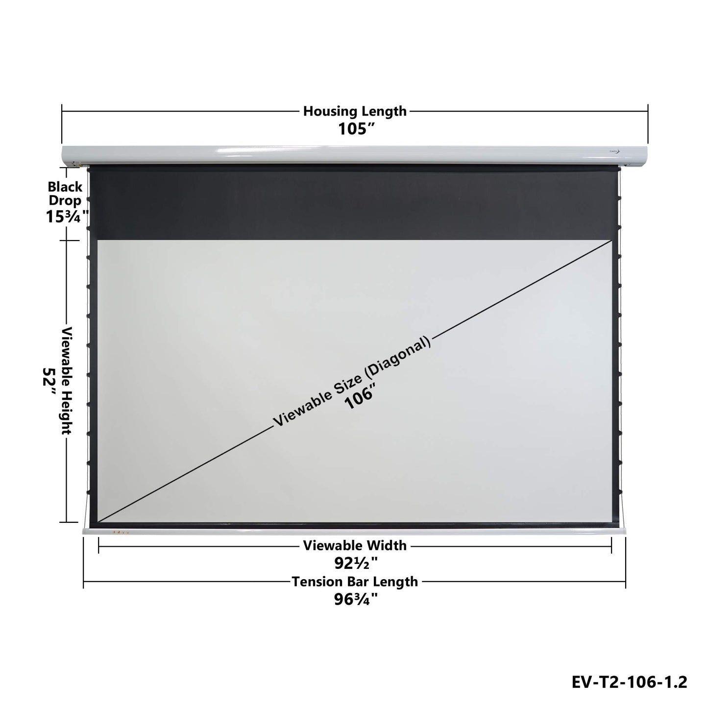 ELUNEVISION EV-T2-106-1.2 106" HD Tab-Tensioned Projector Accessory
