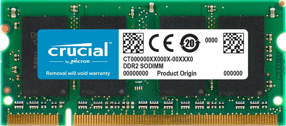 Crucial 2GB Single DDR2 667MHz PC2-5300 CL5 SODIMM 200-Pin Notebook Memory Module CT25664AC667