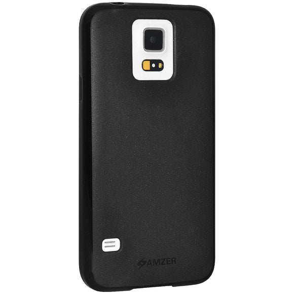 Amzer Pudding Soft Gel TPU Skin Fit Case Cover for Samsung Galaxy S5 SM-G900F - Retail Packaging - Black