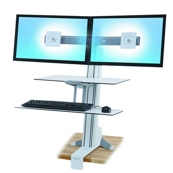 Ergotron WorkFit-S Dual Monitor with Worksurface and Stand, White