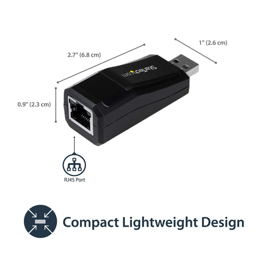 StarTech.com USB 3.0 to Gigabit Ethernet NIC Network Adapter - 10/100/100 Mbps Network Adapter - USB to Ethernet LAN Adapter - USB to RJ45 (USB31000NDS)