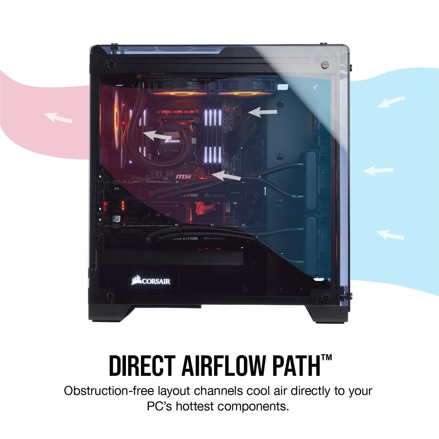 CORSAIR CRYSTAL 570X RGB Mid-Tower Case, 3 RGB Fans, Tempered Glass - Black