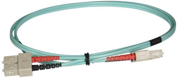 C2G 33057 OM3 Fiber Optic Cable - SC-SC 10Gb 50/125 Duplex Multimode PVC Fiber Cable, Aqua (3.3 Feet, 1 Meter)