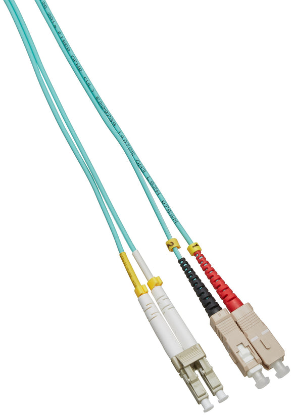3m 10gb Lomm Fiber Optic Patch Cable Om3 Duplex Sc/Lc 50/125 Aqua