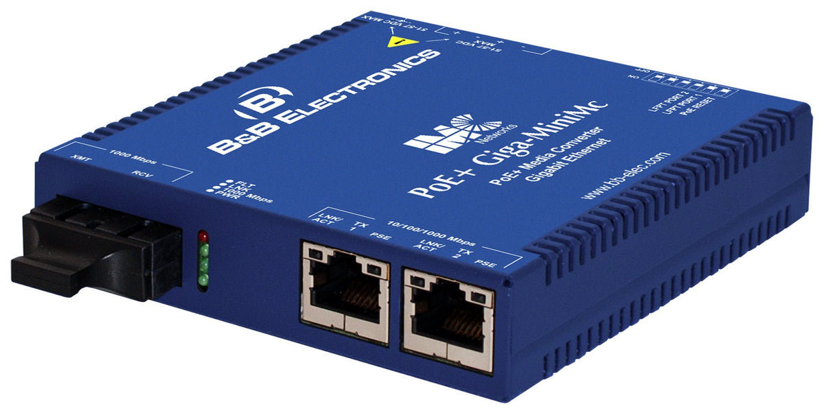 POE+ GIGA-MINIMC 2TX/LX-MM1300 SC 2KM W/LFPT UP TO 25.4 WATT