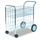 Fellowes Chrome-Plated Steel Wire Mail Cart with Upper and Lower Baskets (40912)