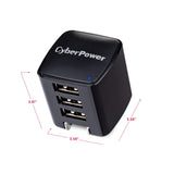 CyberPower TR13U3A Tri USB Wall Charger, 3 USB Ports, Wall Tap Design
