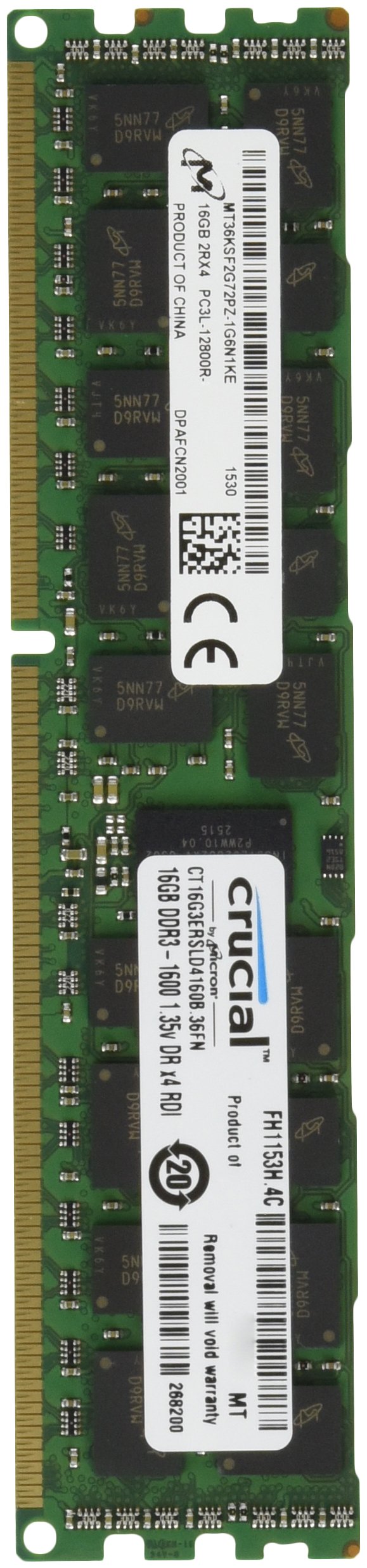 Crucial 16GB Single DDR3L 1600 MT/s (PC3-12800) DR x4 RDIMM 240-Pin Server Memory CT16G3ERSLD4160B