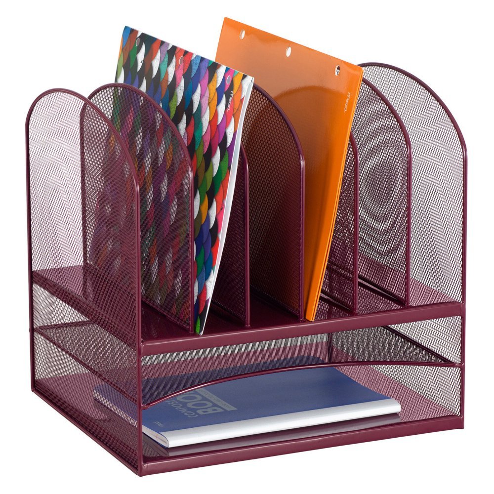 Safco Products 3255BL Onyx Mesh Desktop Organizer with 2 Horizontal/6 Upright Sections
