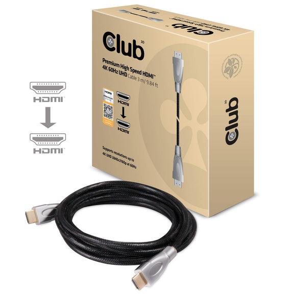 Club 3D HDMI Premium Certified 2.0 High Speed 4K/60Hz UHD Cable (CAC-1310) 30AWG 3m