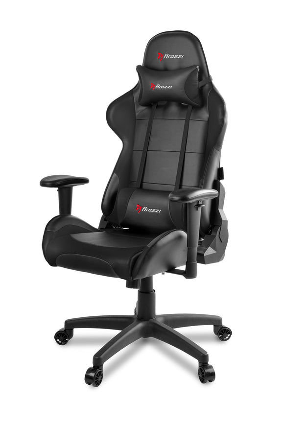 AROZZI VERONA-V2-BK Advanced Racing Style Gaming Chair with High Backrest, Recliner, Swivel, Tilt, Rocker and Seat Height Adjustment, Lumbar and Headrest Pillows Included, Black