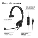 Samsung SC 40 USB MS (506498) - Single-Sided Business Headset | for Skype for Business | with HD Sound, Noise-Cancelling Microphone, USB Connector (Black)