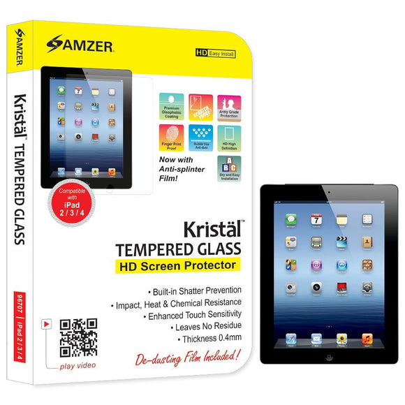 AMZER Kristal Tempered Glass HD Screen Protector Shield for Apple iPad 2/3/4 (AMZ96707)