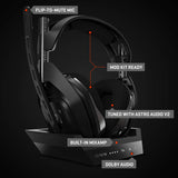 Astro Gaming 939-001673 ASTRO Gaming A50 Wireless + Base Station for Playstation 4 & PC - Black/Silver (2019 Version),