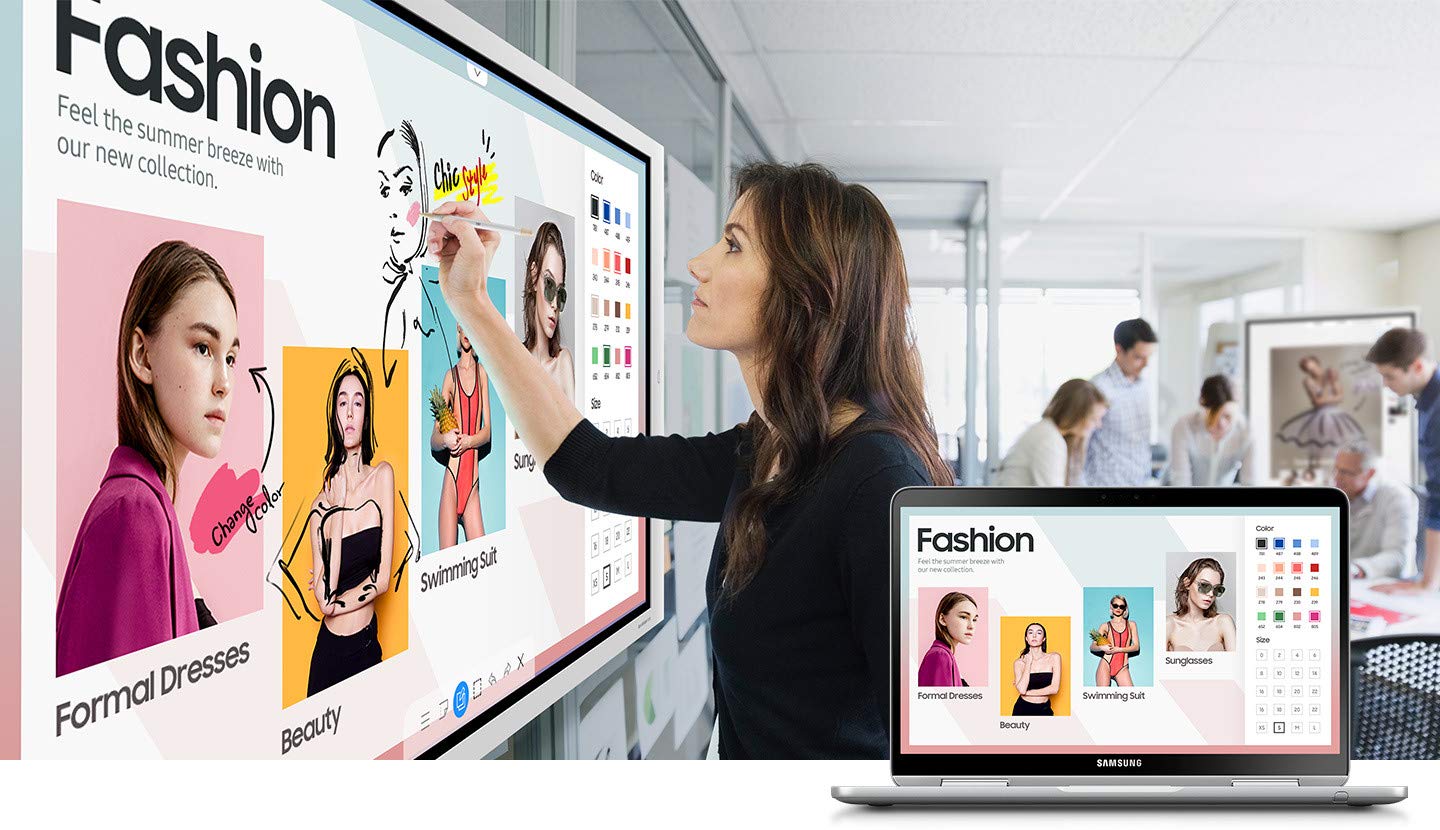 Samsung Flip 2 WM55R 55 Inch Digital Flipchart for Business 4K UHD 3840x2160 with Touch Screen, Wi-Fi, HDMI, USB and 3-Year Warranty (LH55WMRWBGCXZA), Light Gray