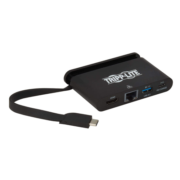 Tripp Lite USB-C Hub with 4K HDMI, Gigabit Ethernet, USB-A, USB-C PD Charging (5A, 100W), Thunderbolt 3, DisplayPort Alt Mode, 5 Gbps, Black (U444-T6N-H4GUBC)