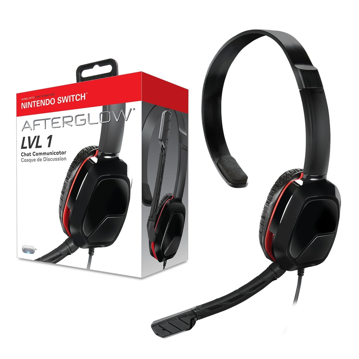 Nintendo Switch Afterglow LVL 1 Chat Communicator Wired Headset by PDP