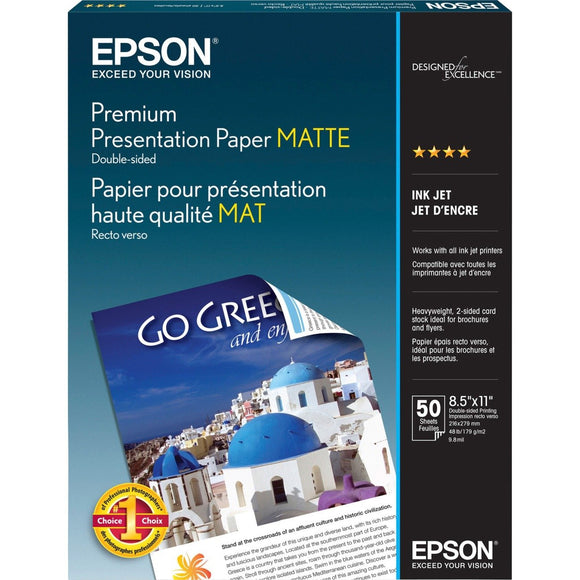 EPSON AMERICA S041568 DOUBLE SIDED MATTE PAPER 8.5 InchX 11 Inch