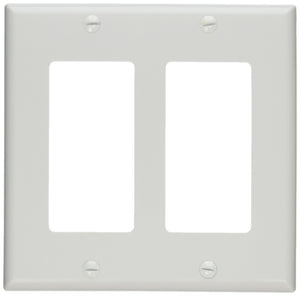 C2G 03728 Decorative Two Cutout Double Gang Wall Plate, White