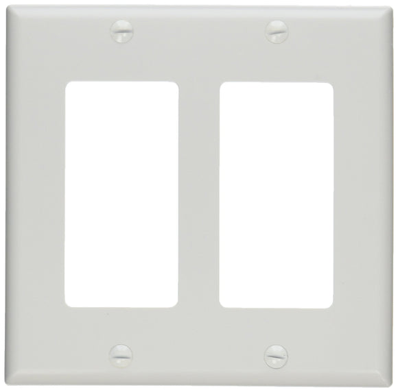 C2G 03728 Decorative Two Cutout Double Gang Wall Plate, White