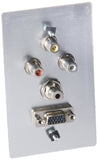 C2G 40498 VGA, 3.5mm Audio, Composite Video and RCA Stereo Audio Pass Through Single Gang Wall Plate, Brushed Aluminum