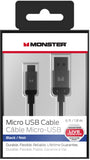 Monster Mobile High Performance USB Type-A 2.0 to Micro USB-B Cable, 6 Feet