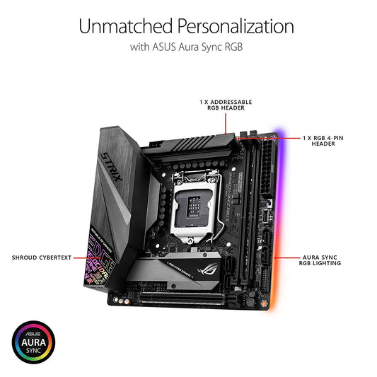 ASUS ROG Strix Z390-I Gaming LGA1151 (Intel 8th and 9th Gen) Mini ITX (MITX) DDR4 DP HDMI M.2 USB 3.1 Gen2 Motherboard