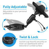Macally Fully Adjustable Car Dash Mount for Smartphones and Most GPS - Retail Packaging - Black
