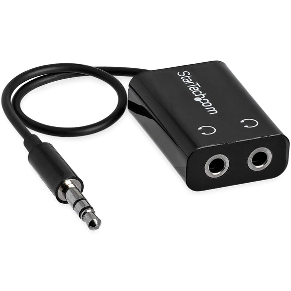 StarTech.com Black Slim Mini Jack Headphone Splitter Cable Adapter - 3.5mm Audio Mini Stereo Y Splitter - 3.5mm Male to 2x 3.5mm Female (MUY1MFFADP)