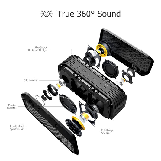 Divoom Voombox-Power-Bluetooth Portable Speaker, Powerful bass, Crystal Clear Stereo Sound, Power Bank, Wireless Range, Microphone, IPX5,