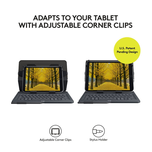 Refurbished of Logitech Universal Folio with Integrated Bluetooth 3.0 Keyboard for 9-10" Apple, Android, Windows Tablets - Compatible with Models Listed