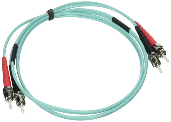 C2G 36101 OM3 Fiber Optic Cable - ST-ST 10Gb 50/125 Duplex Multimode PVC Fiber Cable, Aqua (3.3 Feet, 1 Meter)