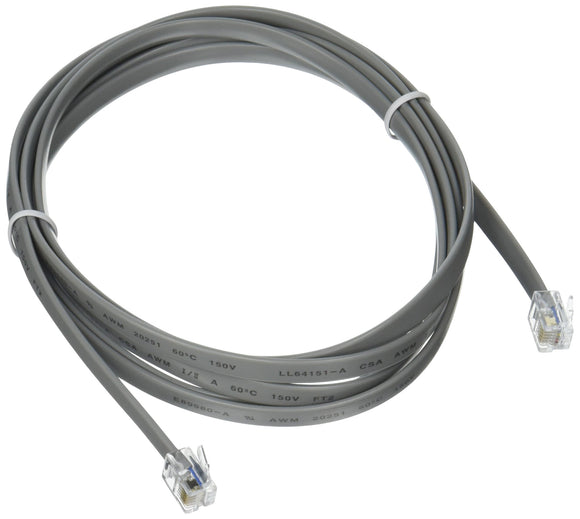 C2G 09598 RJ12 6P6C Straight Modular Cable, Silver (7 Feet, 2.13 Meters)