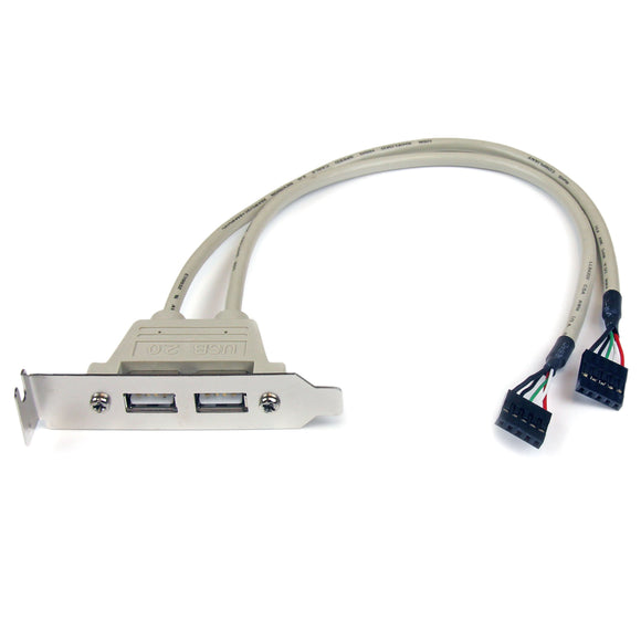 StarTech.com 2 Port USB A Female Low Profile Slot Plate Adapter - 2 Port USB Bracket - USB 2.0 A Female (USBPLATELP)