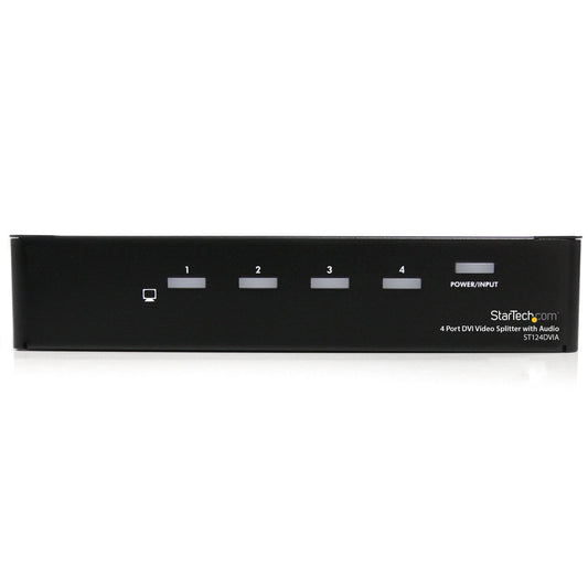 StarTech.com 4 Port DVI Video Splitter with Audio - Video/audio splitter - 4 x DVI + 4 x audio - desktop - ST124DVIA