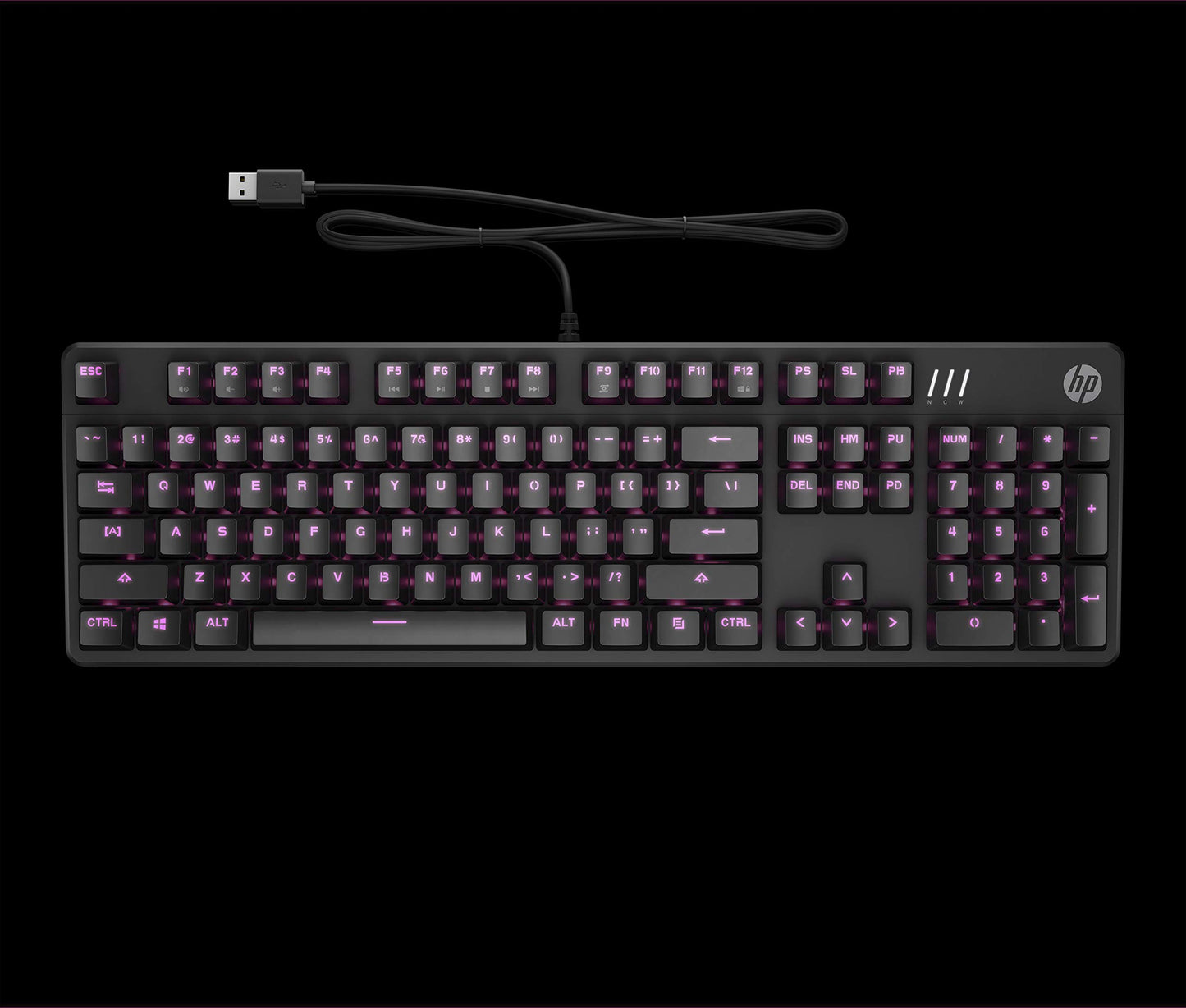 HP Pavilion Wired USB Mechanical Gaming Keyboard 500 Red Switches LED backlighting Anti-Ghosting W/N-Key Media Keys 2-Way Adjustable Legs