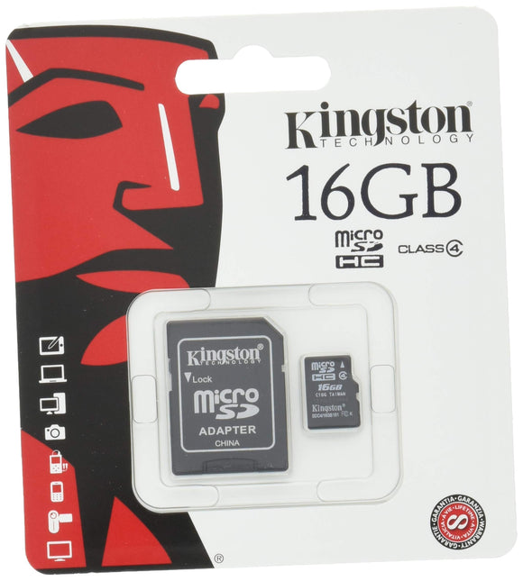 Kingston Digital 16 GB Class 4 MicroSD Flash Card with SD Adapter SDC4/16GB
