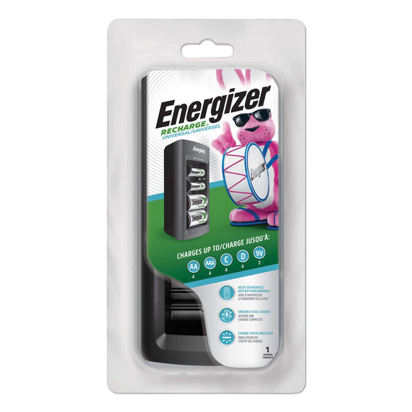 Energizer CHFC Recharge Universal Charger Charges 8 AA/AAA, 4 C/D or 1 9V NIMH Batteries, 2.5