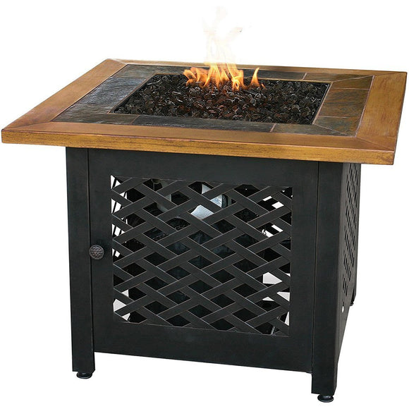 Uniflame Gad1391Sp Lp Gas Outdoor Firebowl with Slate and Faux Wood Mantel