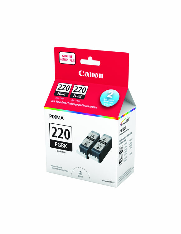 Genuine Canon PGI-220 Twin Ink Tank Value Pack, Black, 2 Pack