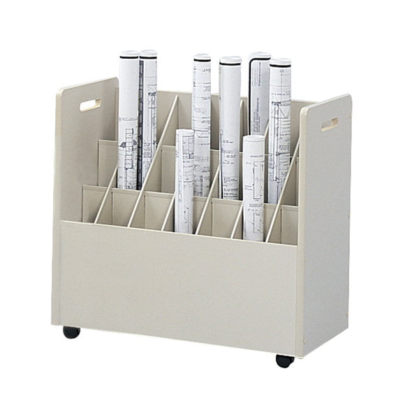Safco 3043 Wood Mobile Roll File with 21 Compartments