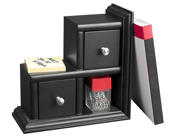 Victor Midnight Black Bookend -2 Drawer(s) -Wood, Metal -Black (VCT89015)