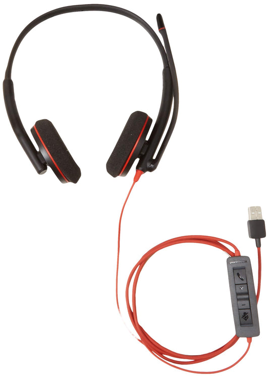Plantronics Blackwire C3220 Headset - Stereo - Black - USB Type A - Wired - 20 Hz - 20 kHz - Over-The-Head - Binaural - Supra-aural - Noise Cancelling Microphone