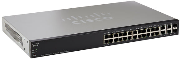 CISCO SF300-24PP 24-Port 10/100 PoE+ Managed Switch w/Gig Uplinks (SF300-24PP-K9-NA)