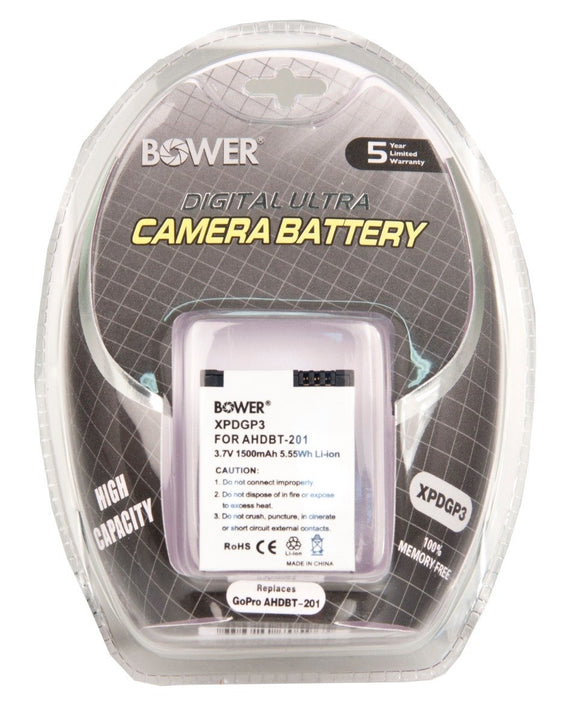 Bower XPDGP3 Digital Camera Battery for GoPro AHDBT-201 Hero III/GoPro 3 and GoPro 3+ (Black)