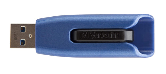 Verbatim 32GB USB 3.0 Store 'n' Go V3 Max Flash Drive - Cap-Less & PC / Mac Compatible - Blue