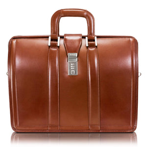 McKlein 83344 USA Morgan 17" Leather Litigator Laptop Briefcase Brown