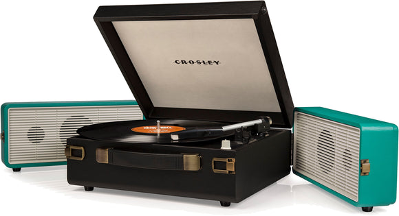 Crosley CR6230A-TU Snap USB Turntable with Fold-Out Full Range Speakers (Black/Turquoise)