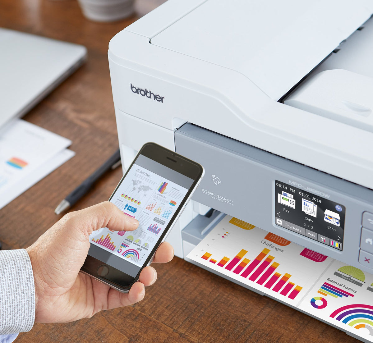 Brother MFC-J995DWXL Wireless Color Printer with Scanner, Copier & Fax